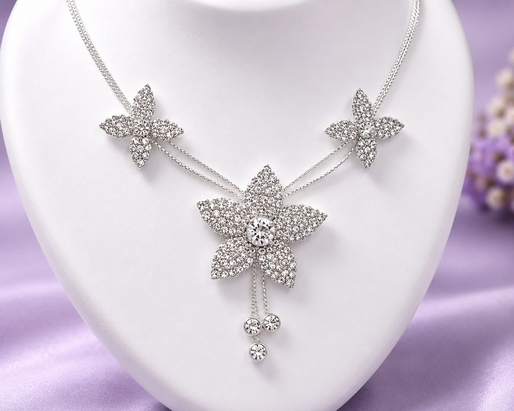 TSR FASHION Letest Girls white Neckless Earring Set