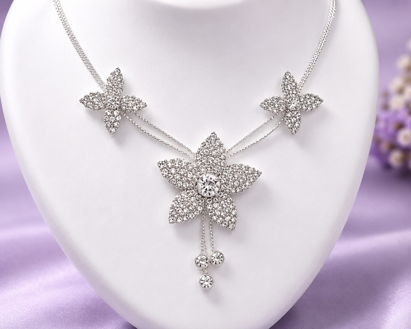 TSR FASHION Letest Girls white Neckless Earring Set
