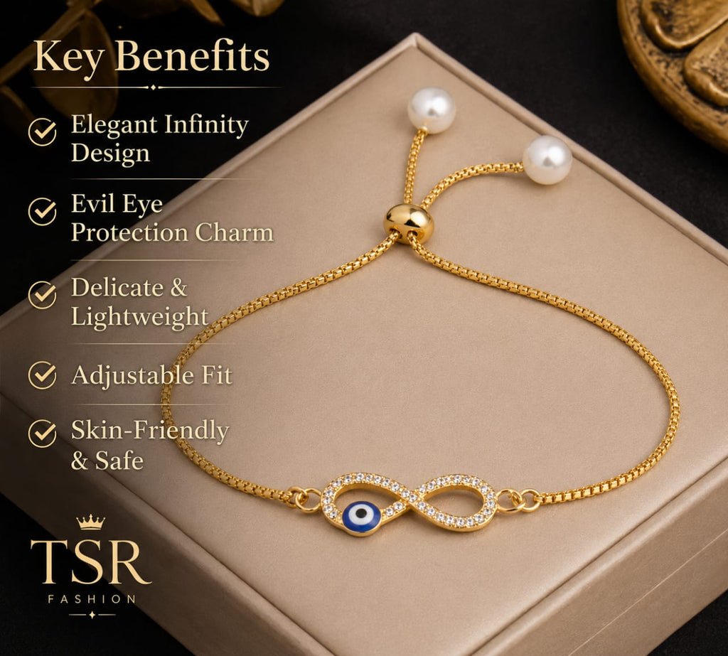 TSR Fashion Infinity Evil Eye Adjustable Bracelet for Women