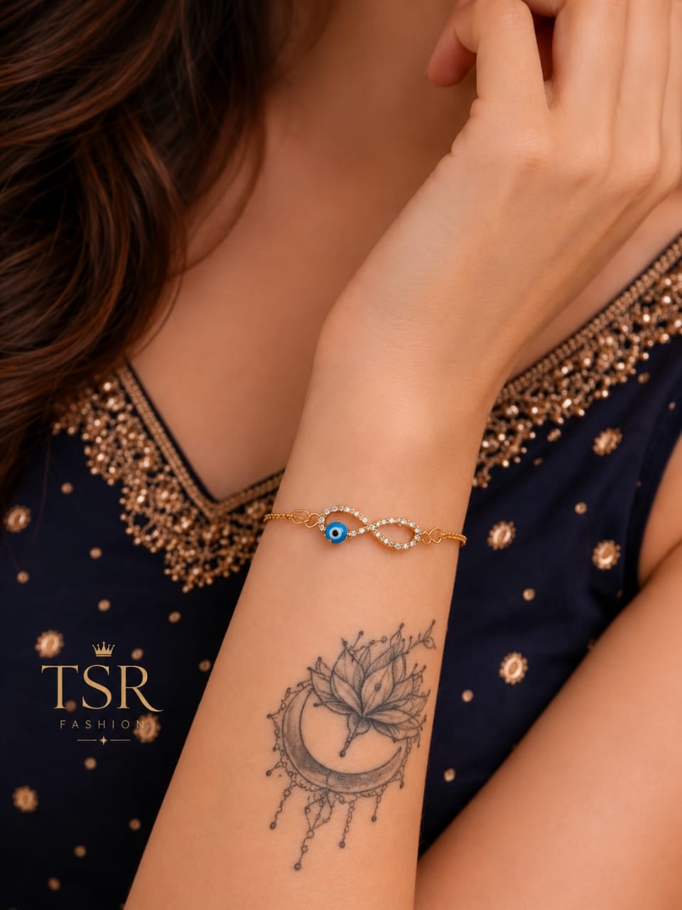 TSR Fashion Infinity Evil Eye Adjustable Bracelet for Women